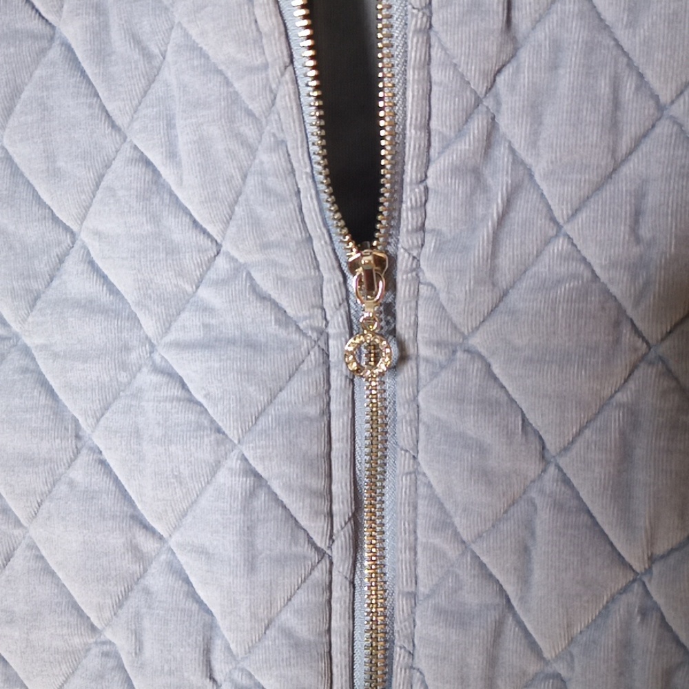 CatHy Daniels Powder Blue Quilted Corduroy Full Zip Jacket Like Blazer Sz. L - Picture 4 of 8